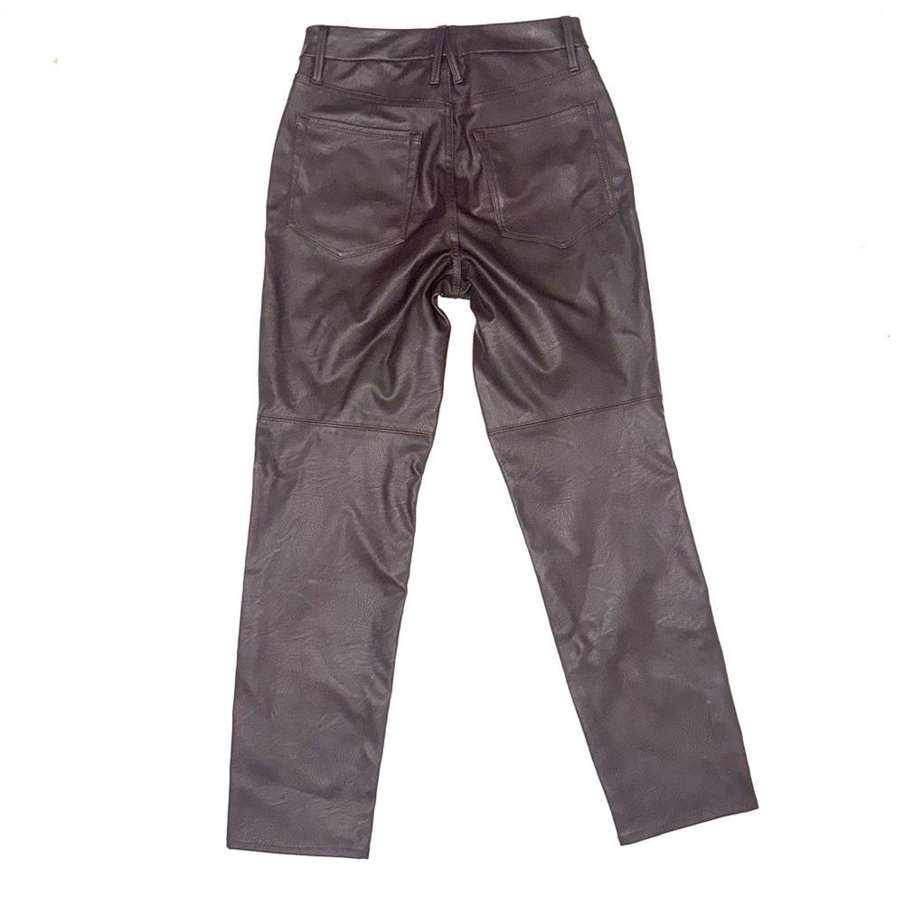 Good American Faux Leather Moto Style Pants Chocolate Brown Size 2 / 26 FLAW - Picture 9 of 10